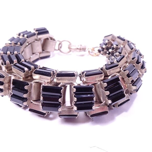 Neiman Marcus Lee Angel Women's Onyx Black Crystal Box Link Bracelet NWT 250 - Picture 11 of 16